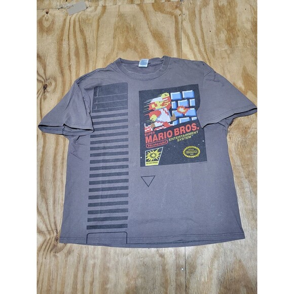 Super Mario Bros Retro NES Game Tee Adult XL Gray Cotton Short Sleeve @J9 VTG